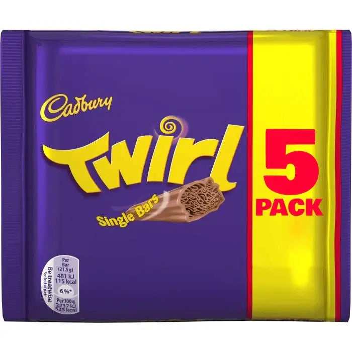 Cadbury Twirl 5pack 20x107.5G($2.49/unit)