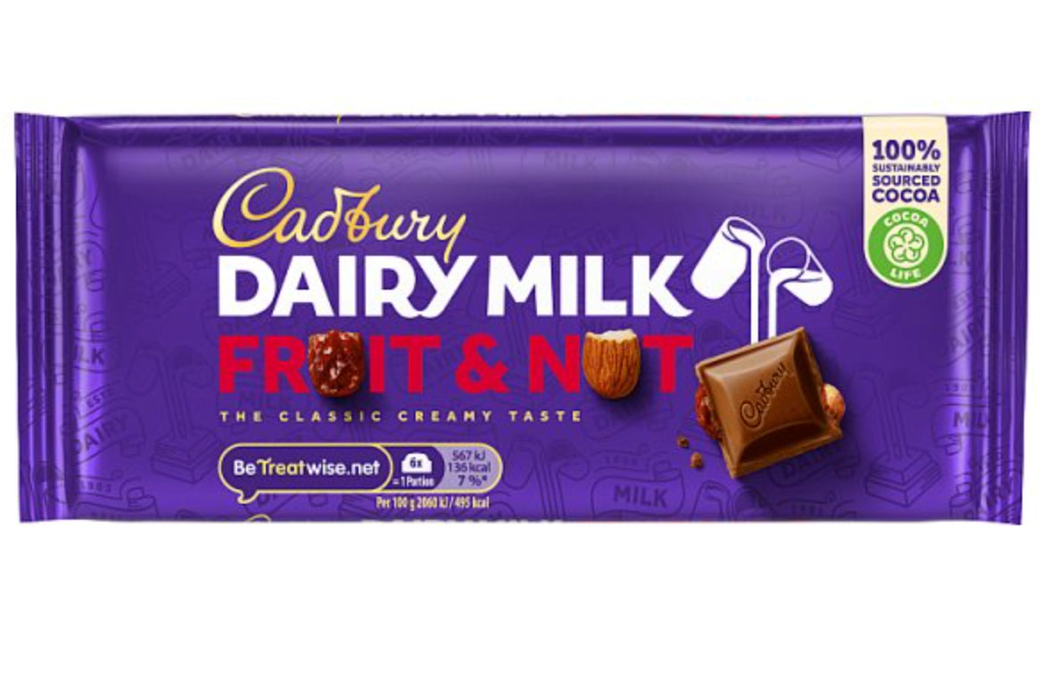 Cadbury Fruit N Nut 18x110G($2.25/unit)