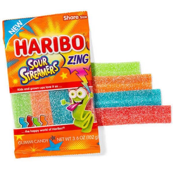 HARIBO Gummi Candy Sour Streamers 4.5 oz. Bag Pack of 12 ($2.25/Unit)
