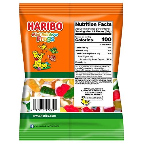 HARIBO Gummi Candy Mini Rainbow Frogs 5 oz. Bag Pack of 12 ($2.25/Unit)