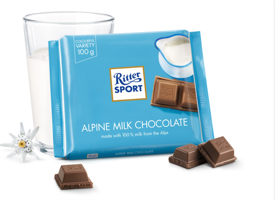 Ritter Sport, Alpine Milk Chocolate 12x100g ($2.35/unit)