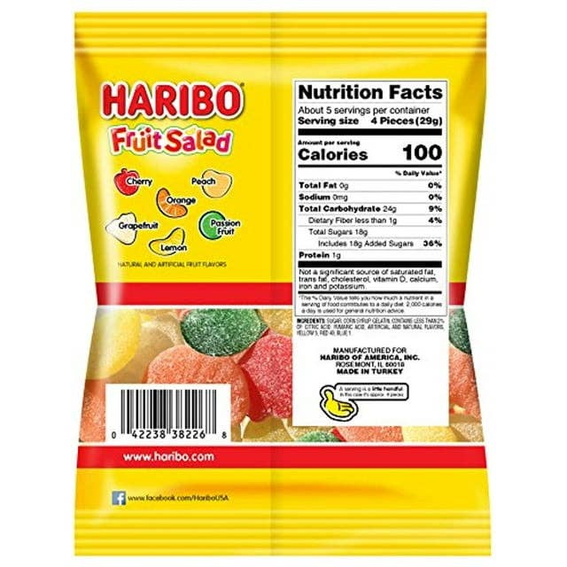 HARIBO Gummi Candy Fruit Salad 5 oz. Bag (Pack of 12) ($2.25/Unit)