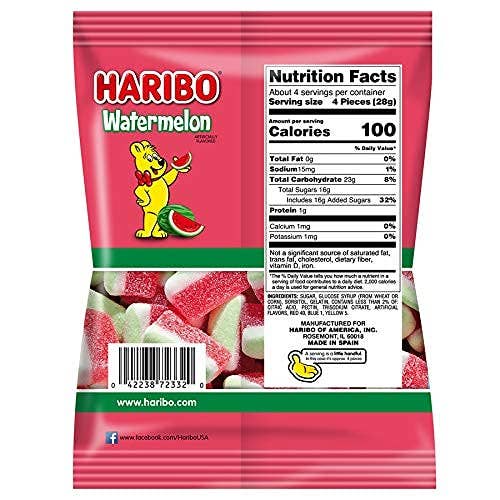 Haribo Watermelon Gummy Candy 4.1oz Bag (Pack of 12) ($25/Unit)