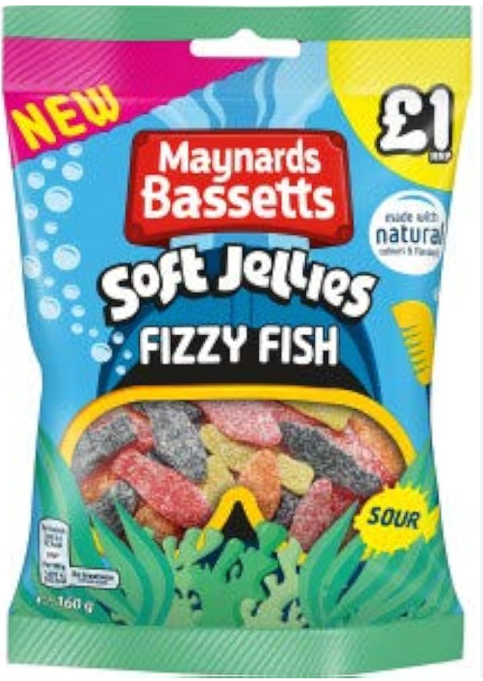 Maynards Bassetts Fizzy Fish 12x130g ($2.75/Unit)