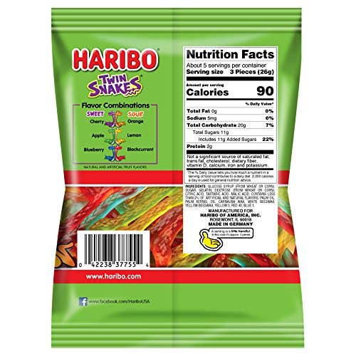 HARIBO Gummi Candy Twin Snakes 5 oz. Bag (Pack of 12) ($2.25/Unit)